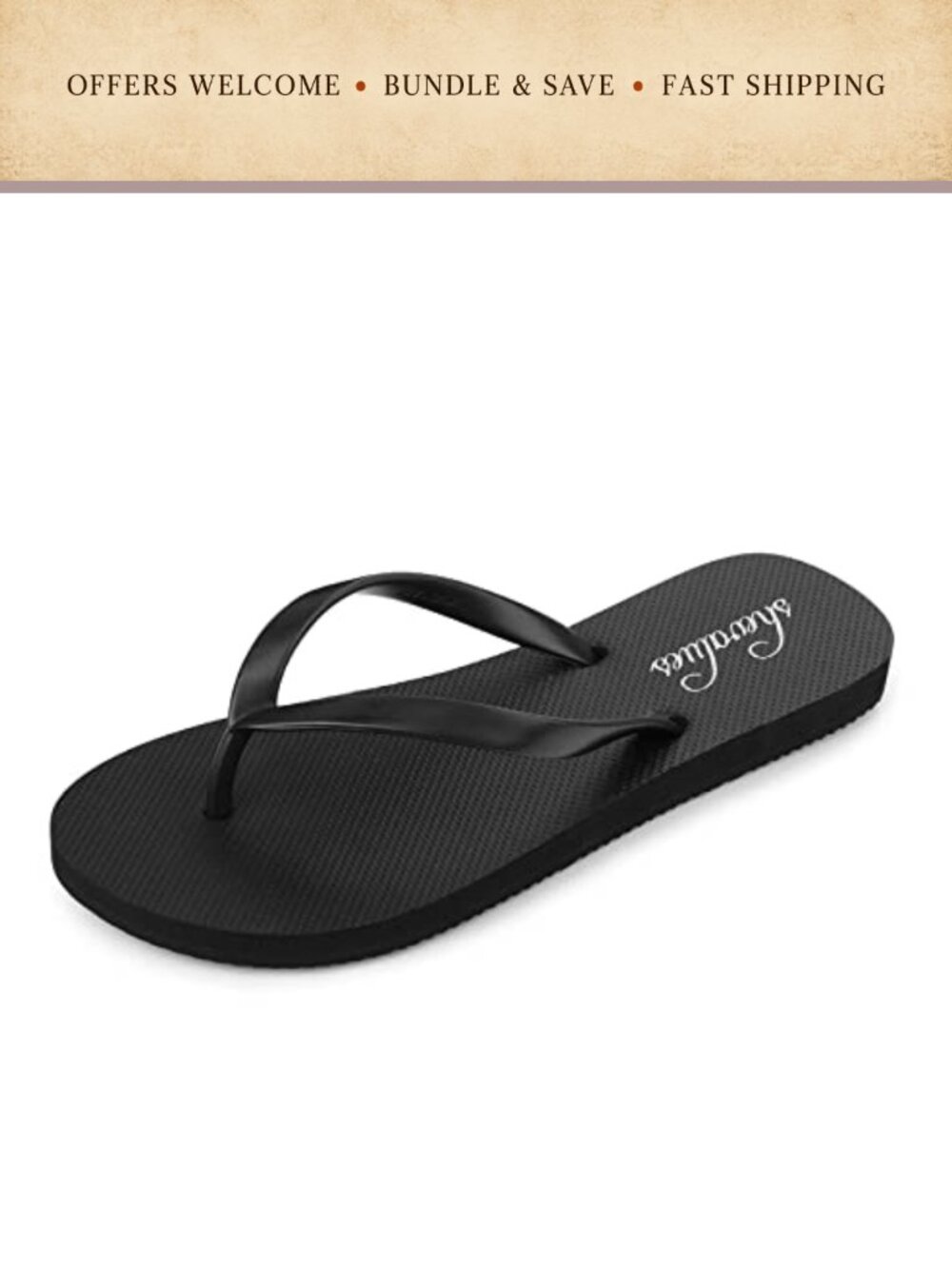 Slim Flip Flops for Women Rubber Shower Sandals Non-Slip Thong Beach Pool